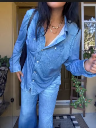 π Denim Dreams Pyjamaset β Comfortabele pasvorm, zachte loungewear met denimlook voor de hele nacht comfort π