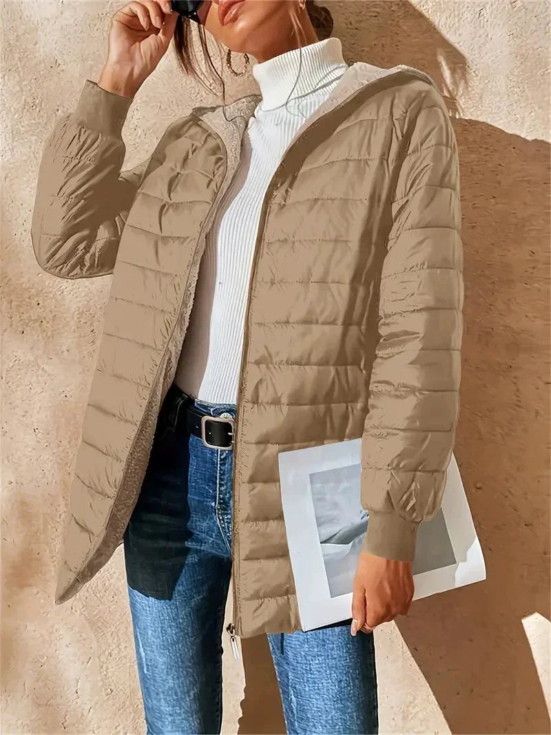 Dames Quilted Winterjas met Capuchon en Teddy Voering