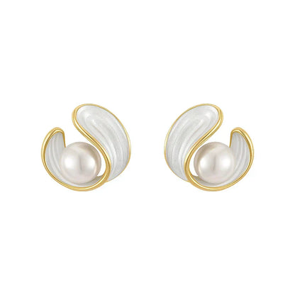 Boucles d'oreilles de luxe en or avec opale blanche et perle