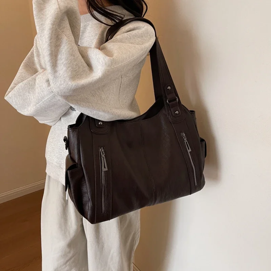 Sac bandoulière de luxe élégant pour femme avec fermeture éclair 