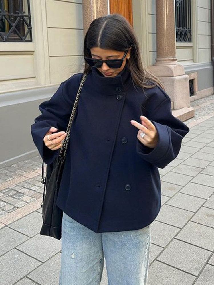 Trendy Dames Winter Peacoat Jas met Col en Korte Lengte