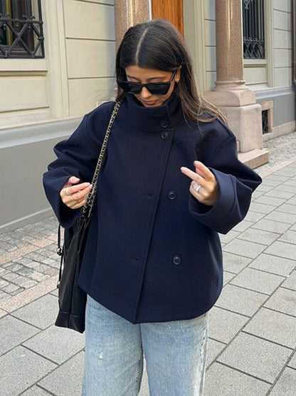 Trendy Dames Winter Peacoat Jas met Col en Korte Lengte