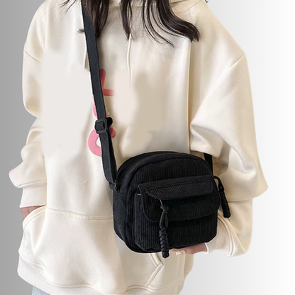 Geanna | Compacte Ribstof Schoudertas