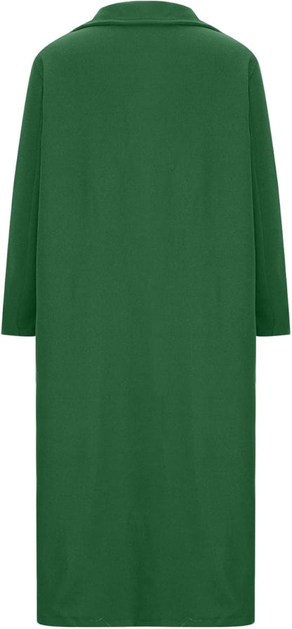 Luxe Elegante Dames Wollen Mantel Jas met Print