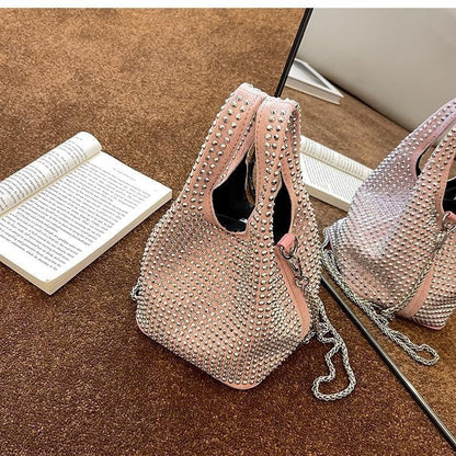 Lorelie | Mini sac glamour orné de strass et d'une bandoulière à maillons