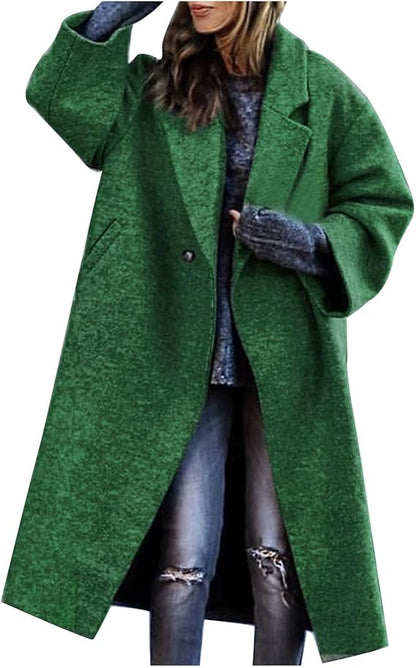 Luxe Elegante Dames Wollen Mantel Jas met Print