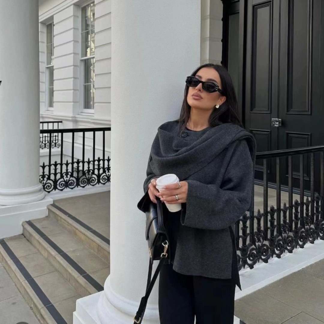 Stijlvolle Elegante Dames Cape Jas met Wijde Mouwen