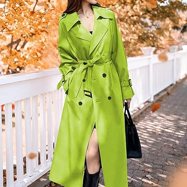 Groene Oversized Dames Trenchcoat met Ceintuur