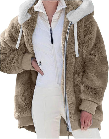 Lang Fleece Dames Teddy Vest met Capuchon