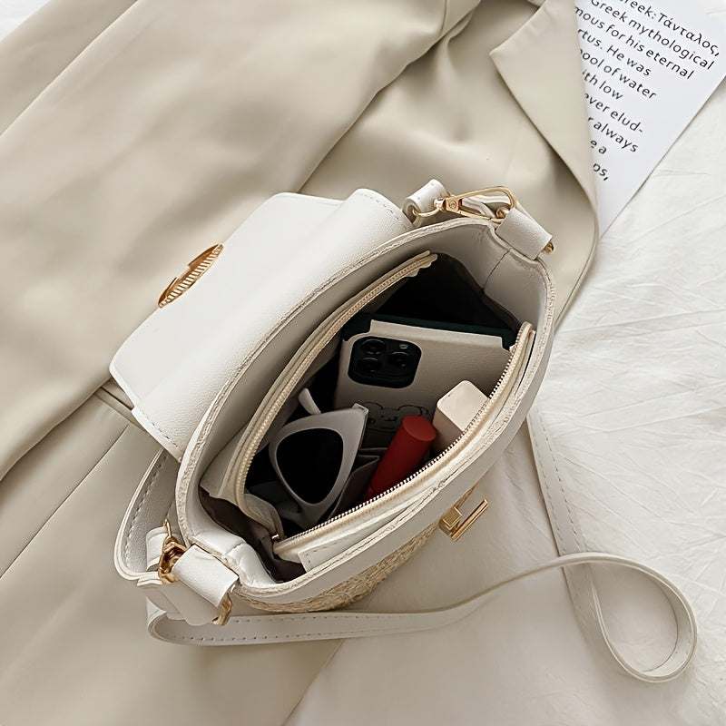 Rhoma | Sac bandoulière tressé avec fermeture luxueuse