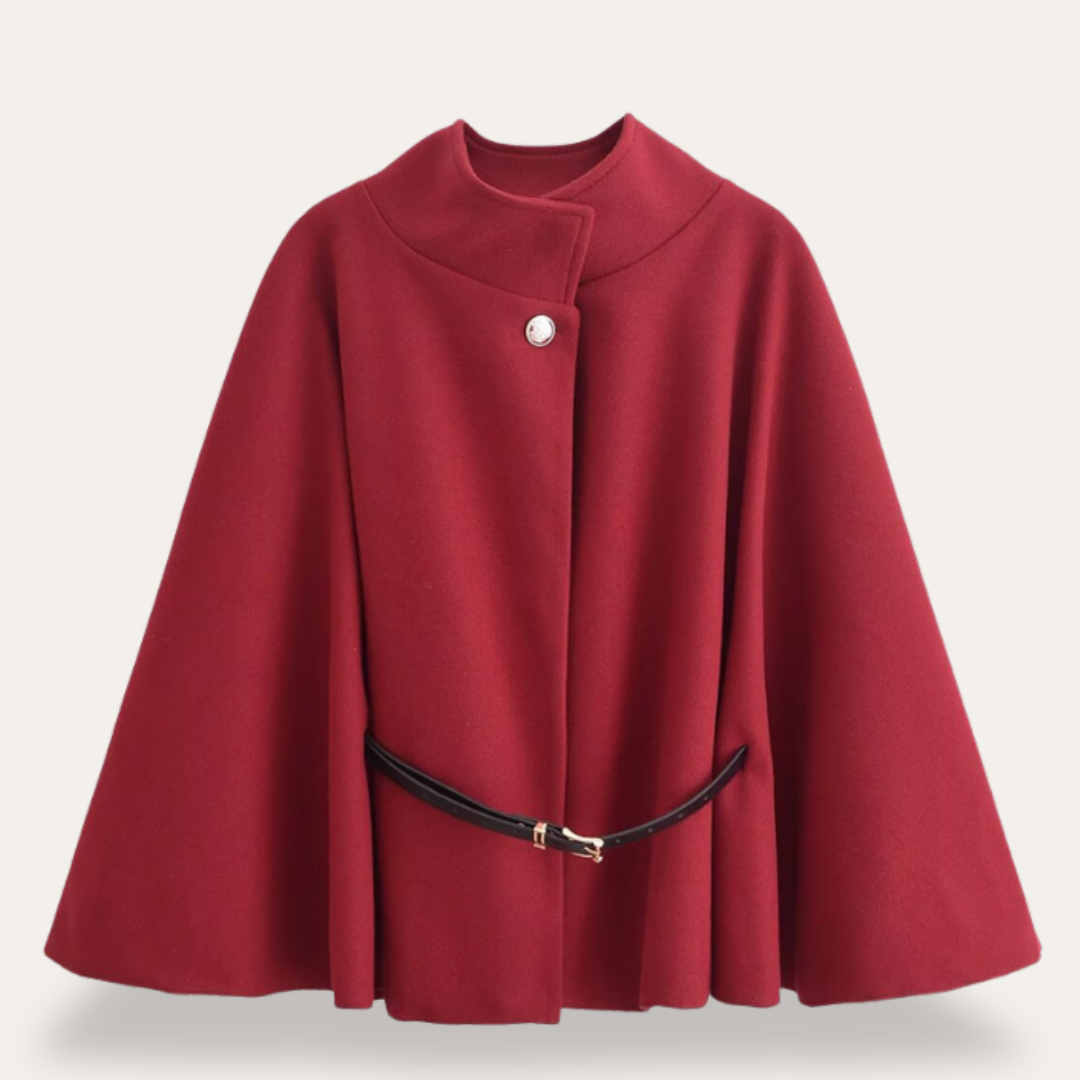 Elegante Dames Cape Jas met Ceintuur en Knoopsluiting