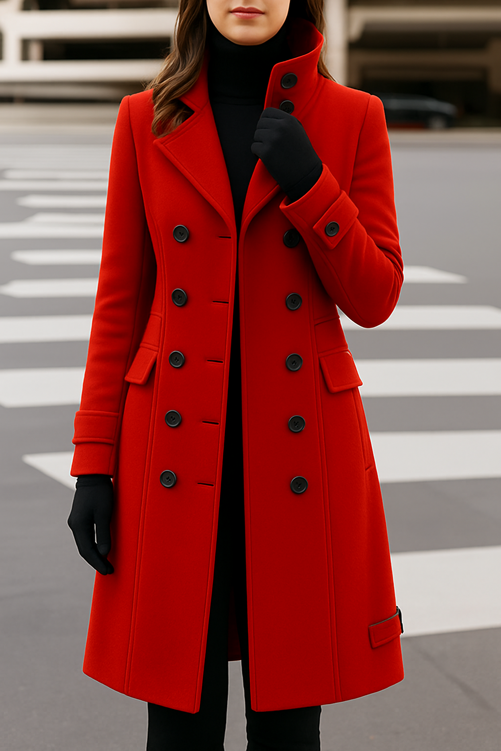 Chique Dames Trenchcoat met Ceintuur en Hoge Kraag