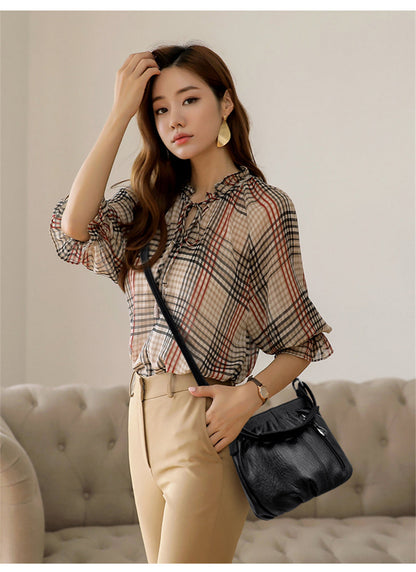 Leila | Sac à main élégant à plis souples et bandoulière ajustable