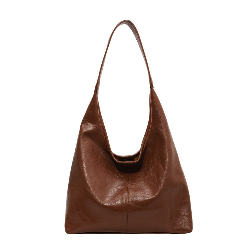 Sac bandoulière hobo spacieux pour femme, aspect cuir, avec trousse assortie 