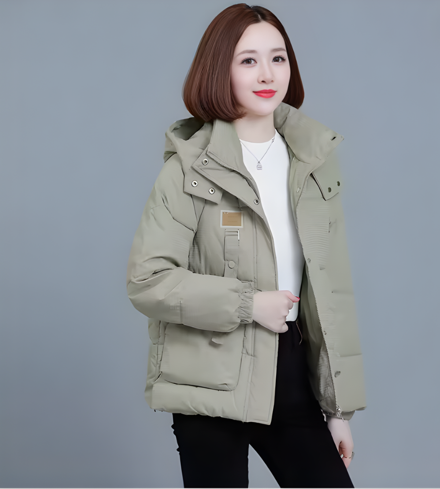 Waterdichte Gewatteerde Dames Winterjas Met Capuchon