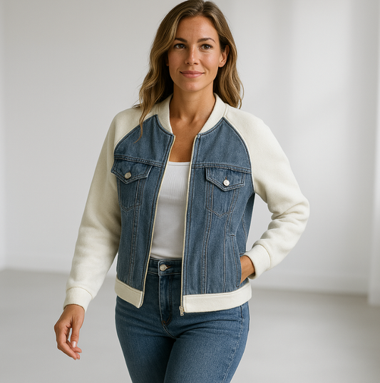 Stijlvolle Denim Jas met Zachte Mouwen voor Vrouwen