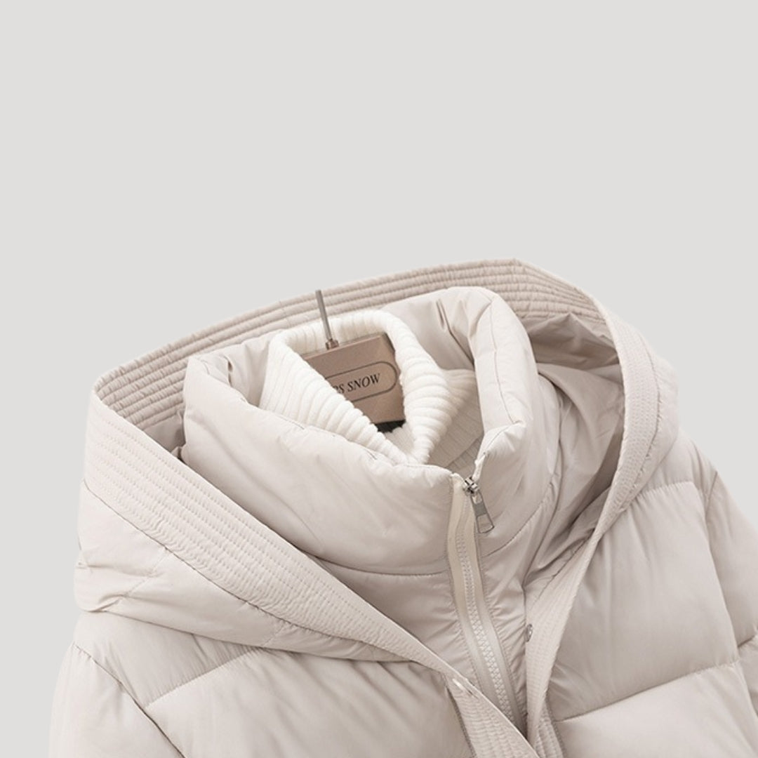 Warme Gewatteerde Dames Puffer Jas met Capuchon en Hoge Kraag