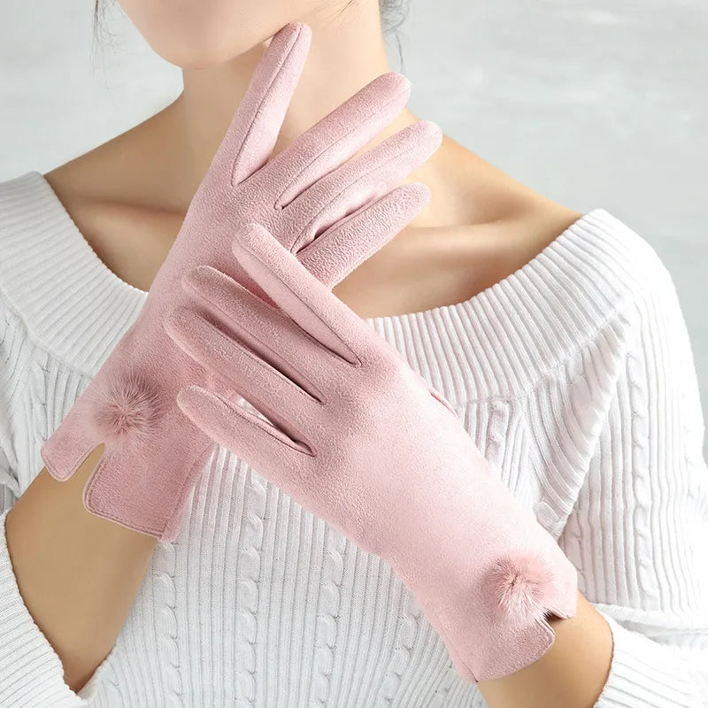 Gants chauds et élégants pour femmes avec chaînette