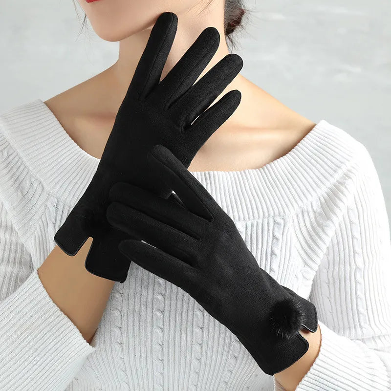 Gants chauds et élégants pour femmes avec chaînette