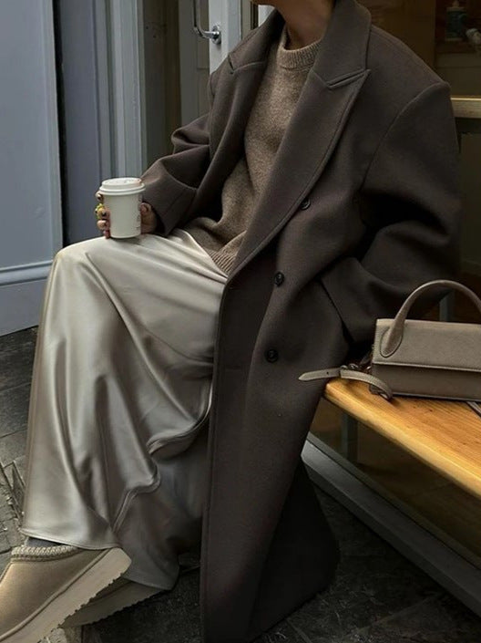 Oversized Dames Mantel Jas met Dubbele Knopen