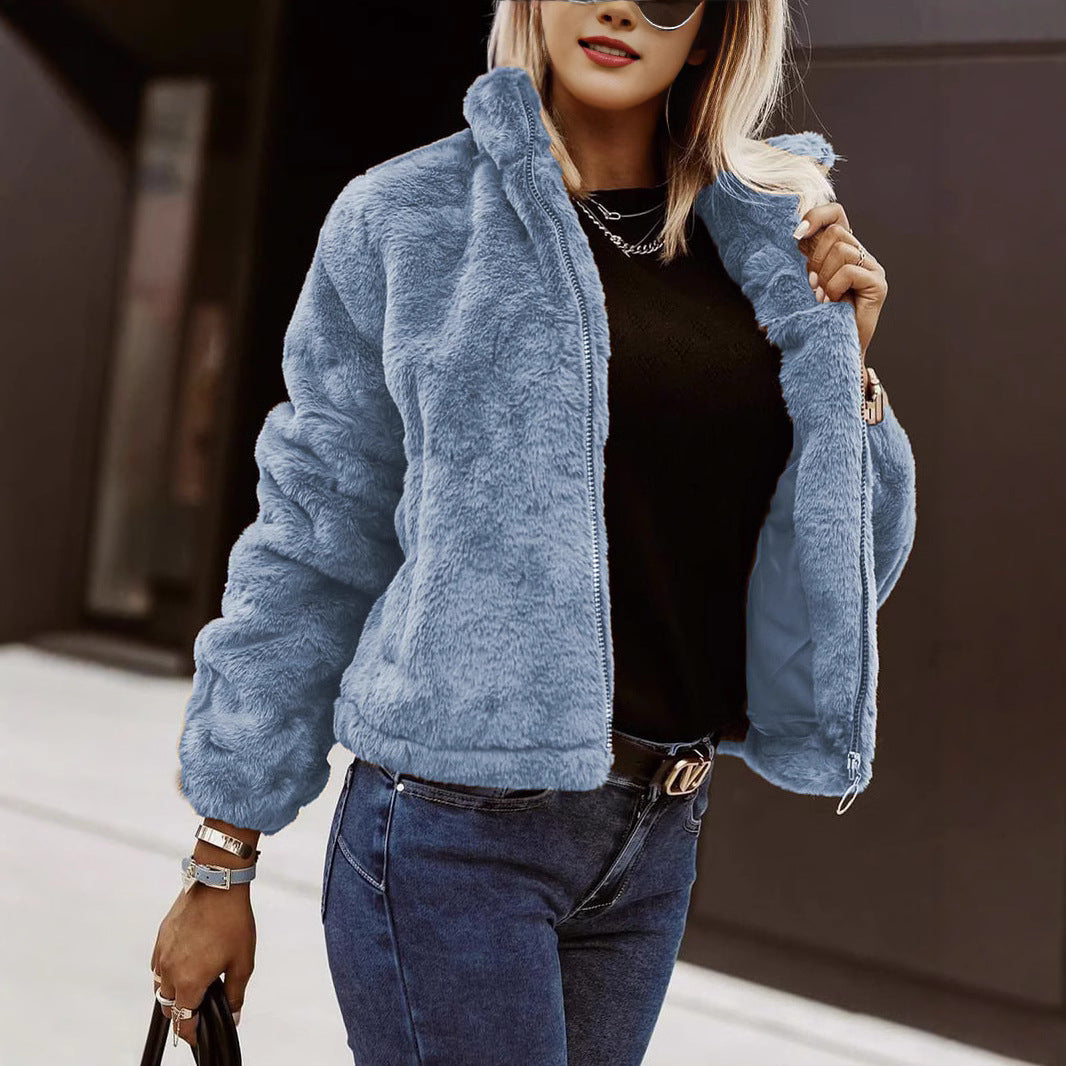 Trendy Comfortabele Dames Teddy Jas met Rits