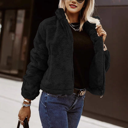 Trendy Comfortabele Dames Teddy Jas met Rits