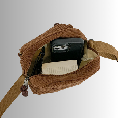 Geanna | Compacte Ribstof Schoudertas