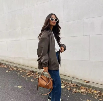 Lichtgewicht Oversized Dames Bomberjack met Rits