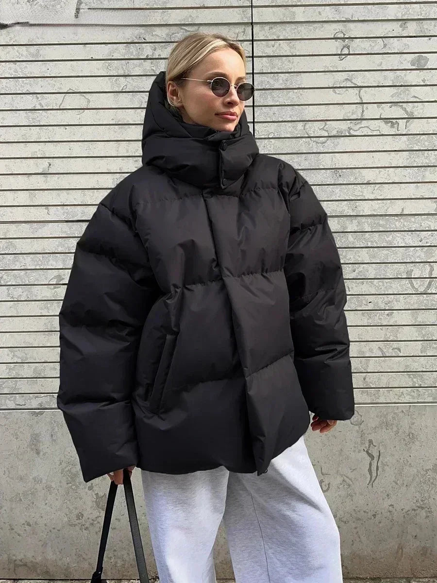 Winter gewatteerde dames puffer jas met warme oversized pasvorm