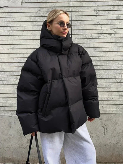 Winter gewatteerde dames puffer jas met warme oversized pasvorm