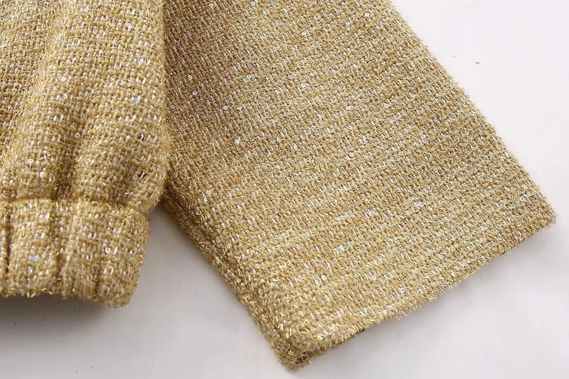 Stijlvolle Elegante Dames Bomberjack met Goud Pailletten