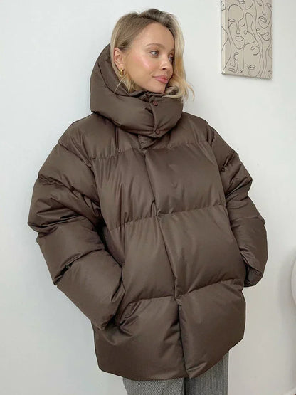 Winter gewatteerde dames puffer jas met warme oversized pasvorm