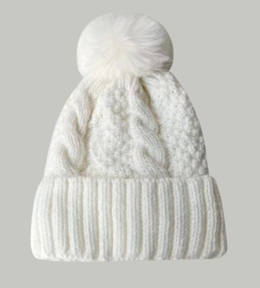 Bonnet d'hiver chaud pour femme, tricoté avec pompon