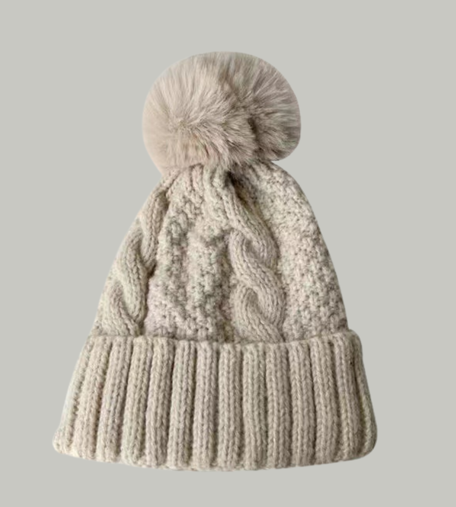Bonnet d'hiver chaud pour femme, tricoté avec pompon