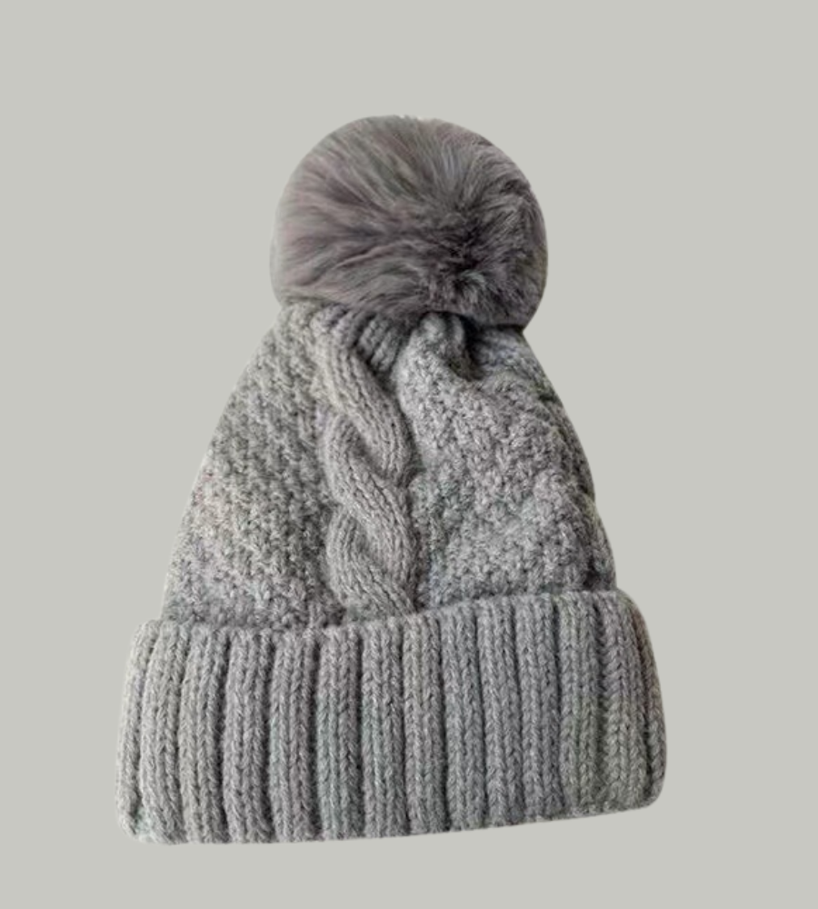 Bonnet d'hiver chaud pour femme, tricoté avec pompon
