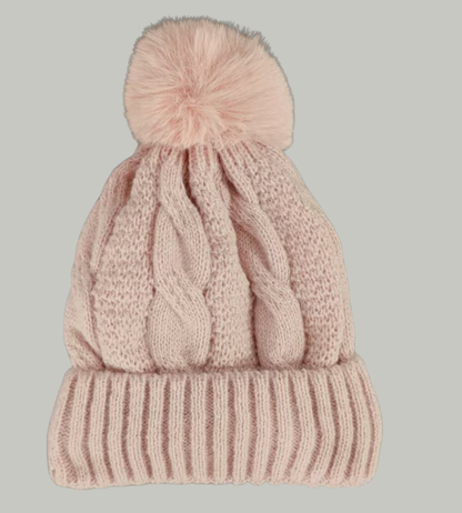 Bonnet d'hiver chaud pour femme, tricoté avec pompon