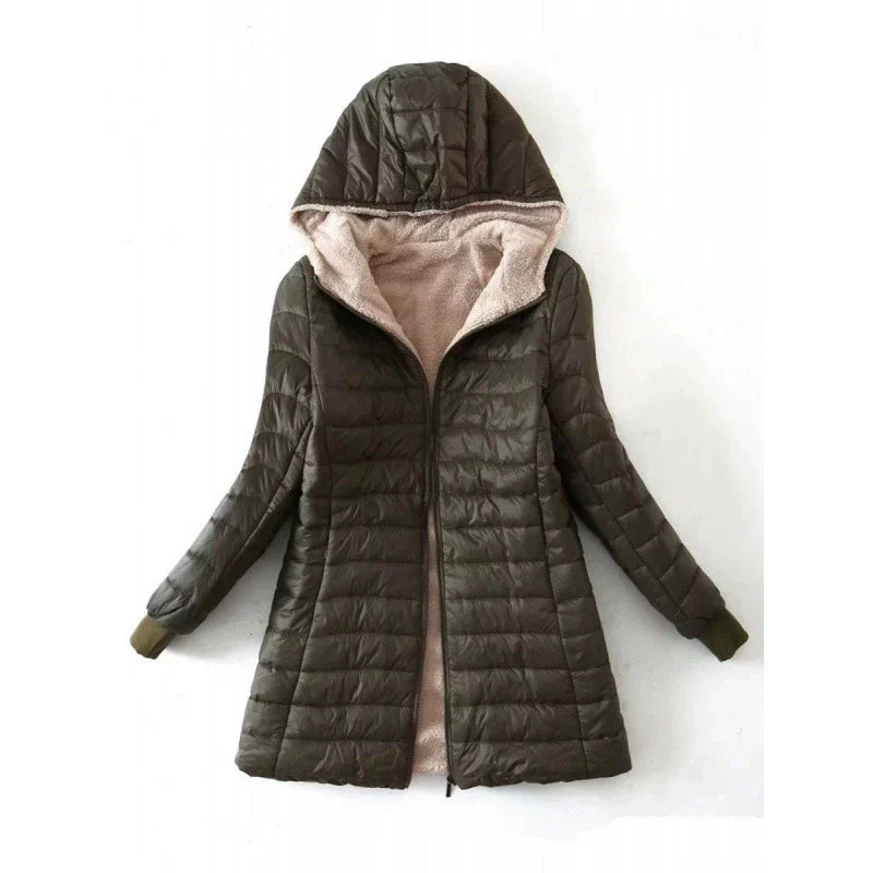 Dames Quilted Winterjas met Capuchon en Teddy Voering