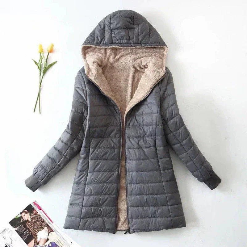 Dames Quilted Winterjas met Capuchon en Teddy Voering