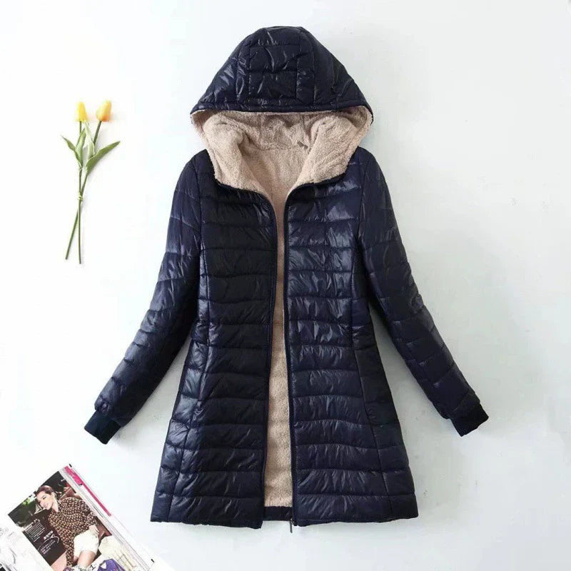 Dames Quilted Winterjas met Capuchon en Teddy Voering