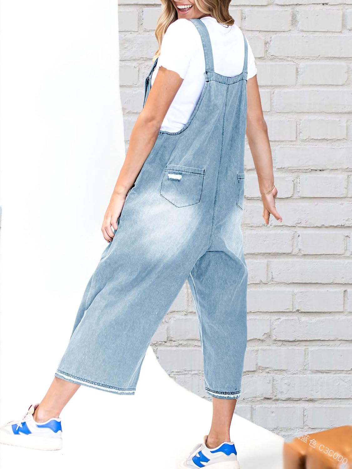 Schattige Casual Jumpsuit met Knopen – Gescheurde Denim Tuinbroek voor Dames