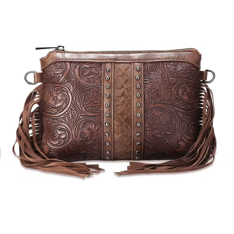 Lyda | Sac bandoulière western à motif floral gravé