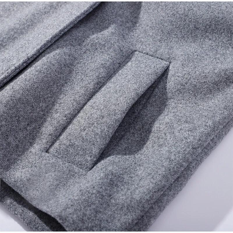 Wolblend Dames Jas met Hoge Kraag en Dubbele Knopen