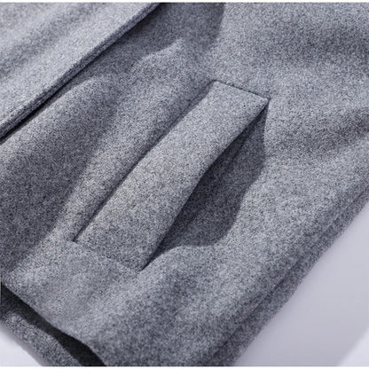 Wolblend Dames Jas met Hoge Kraag en Dubbele Knopen