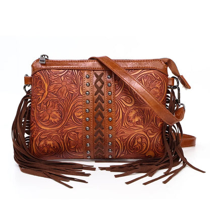 Lyda | Sac bandoulière western à motif floral gravé
