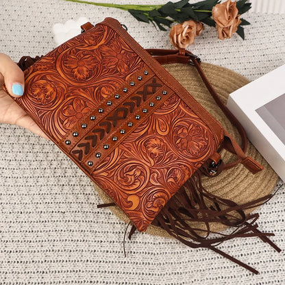 Lyda | Sac bandoulière western à motif floral gravé