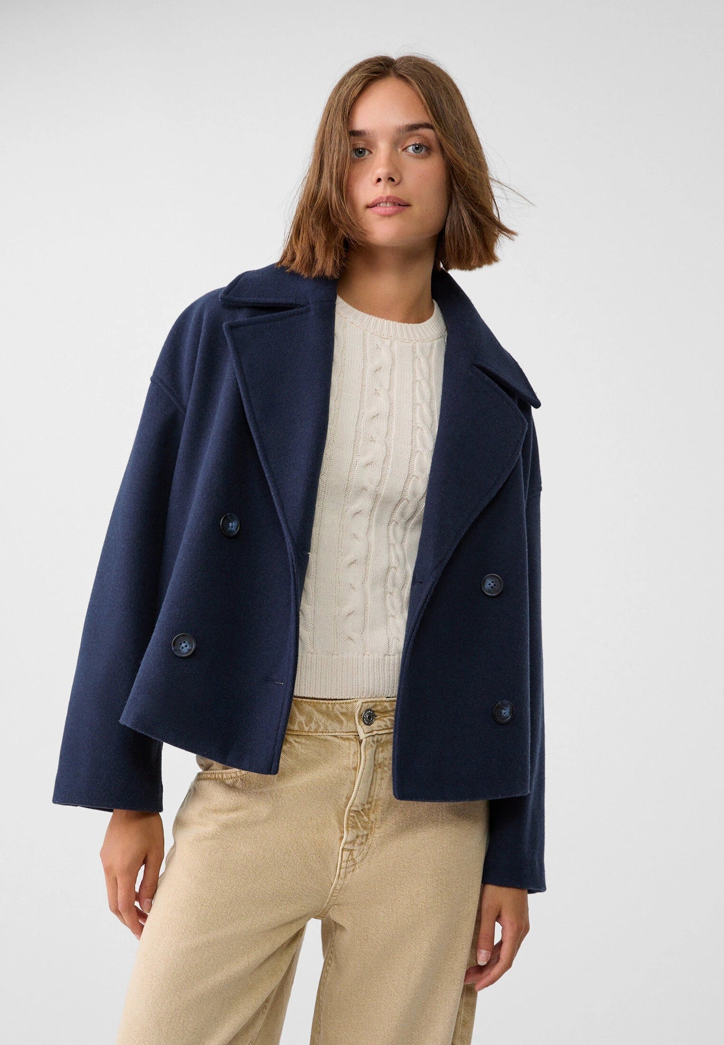 Korte Dames Peacoat Jas met Oversized Look