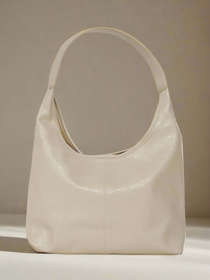 Sac bandoulière hobo spacieux pour femme, aspect cuir, avec trousse assortie 