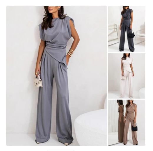 Elegante effen kleur tweedelige set voor dames