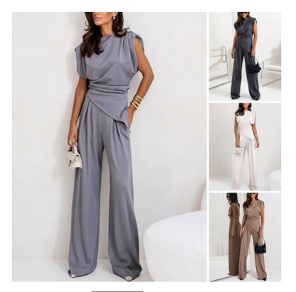 Elegante effen kleur tweedelige set voor dames