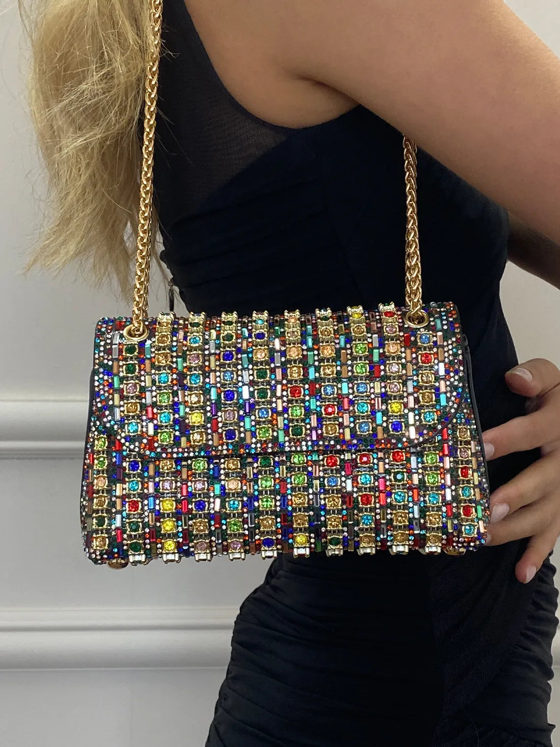 Tadea | Sac bandoulière tendance orné de strass mosaïque 